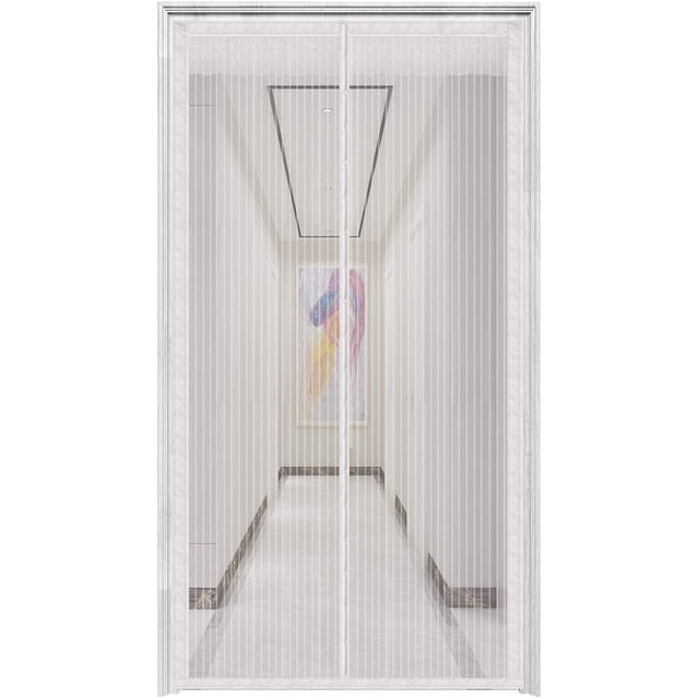 Puerta de pantalla magnética con 32 imanes, cortina de malla resistente, se adapta a puertas de hasta 39 x 82 pulgadas, pantalla de puerta apta para perros y mascotas, color negro Adepaton WMZL-315-2