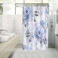 thumbnail image 5 of Cute Watercolor Floral Shower Curtain Sets,Blue Botanical Leaves Bathroom Curtains,Modern Minimalist White Bath Curtain, Waterproof Fabric with 12 Hooks 72x72 Inches, 5 of 6