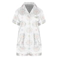thumbnail image 4 of MEICHEN Lounge Set for Women Womens Pajama Sets Print Buttoned Waist Set Short Sleeve Top and Shorts Summer Essentials Fashion Sleepwear, 4 of 4