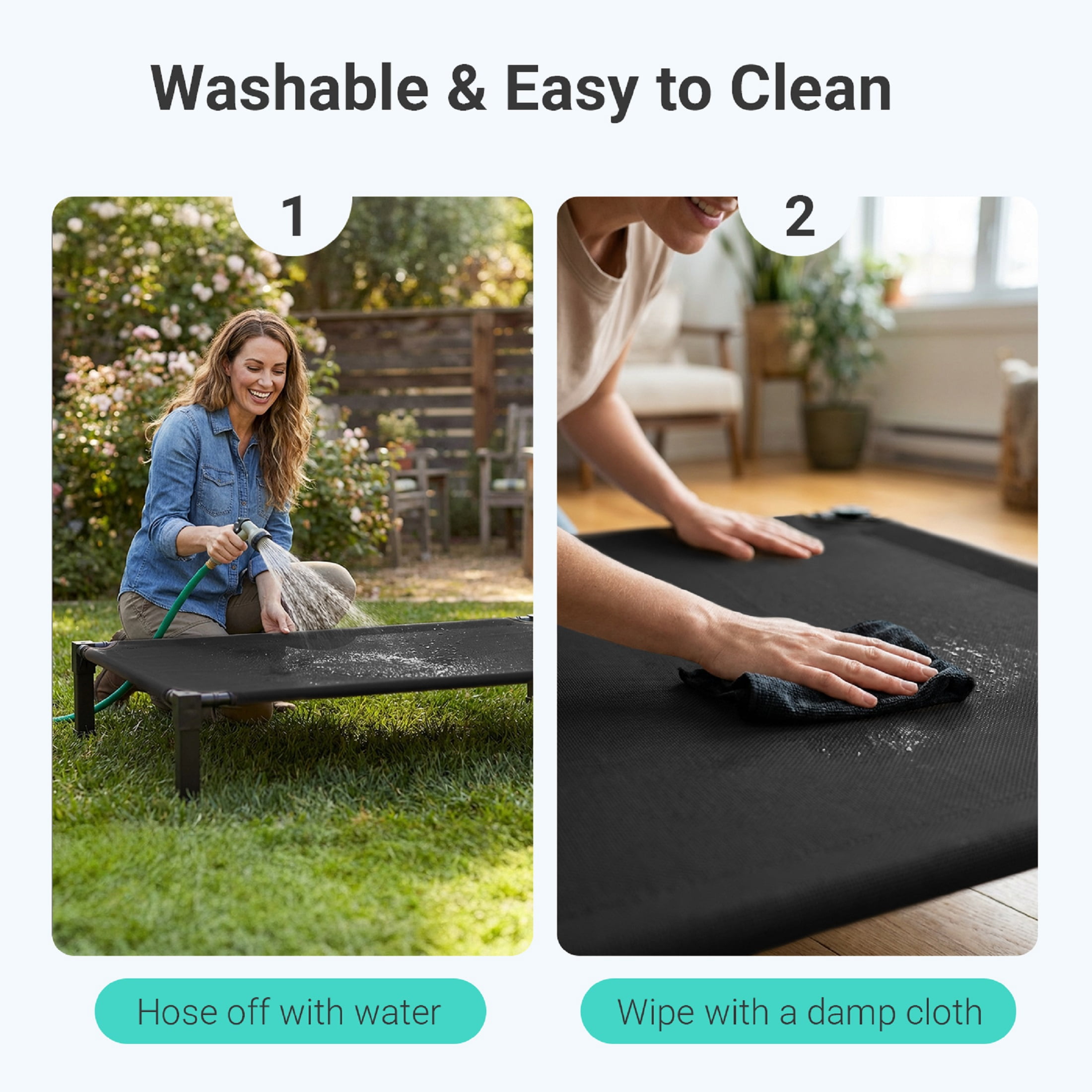 Elevated Dog Bed, Cooling Raised Bed, Portable&No-Slip for Outdoor or Indoor Use, Black, Large, 51"L x 36"W x 9.3"H