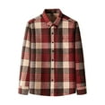 thumbnail image 2 of ZRGHAOYLQ Fleece Lined Plaid Flannel Shirts Jackets Men's Flannel Shirts Long Sleeve Big and Tall Plus Size Lapel Collared Button Down Jacket Red Plaid Open Front Tops with Pockets, 2 of 5