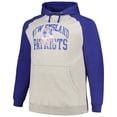 thumbnail image 2 of Men's Profile Heather Gray/Royal New England Patriots Big & Tall Favorite Arch Throwback Raglan Pullover Hoodie, 2 of 3