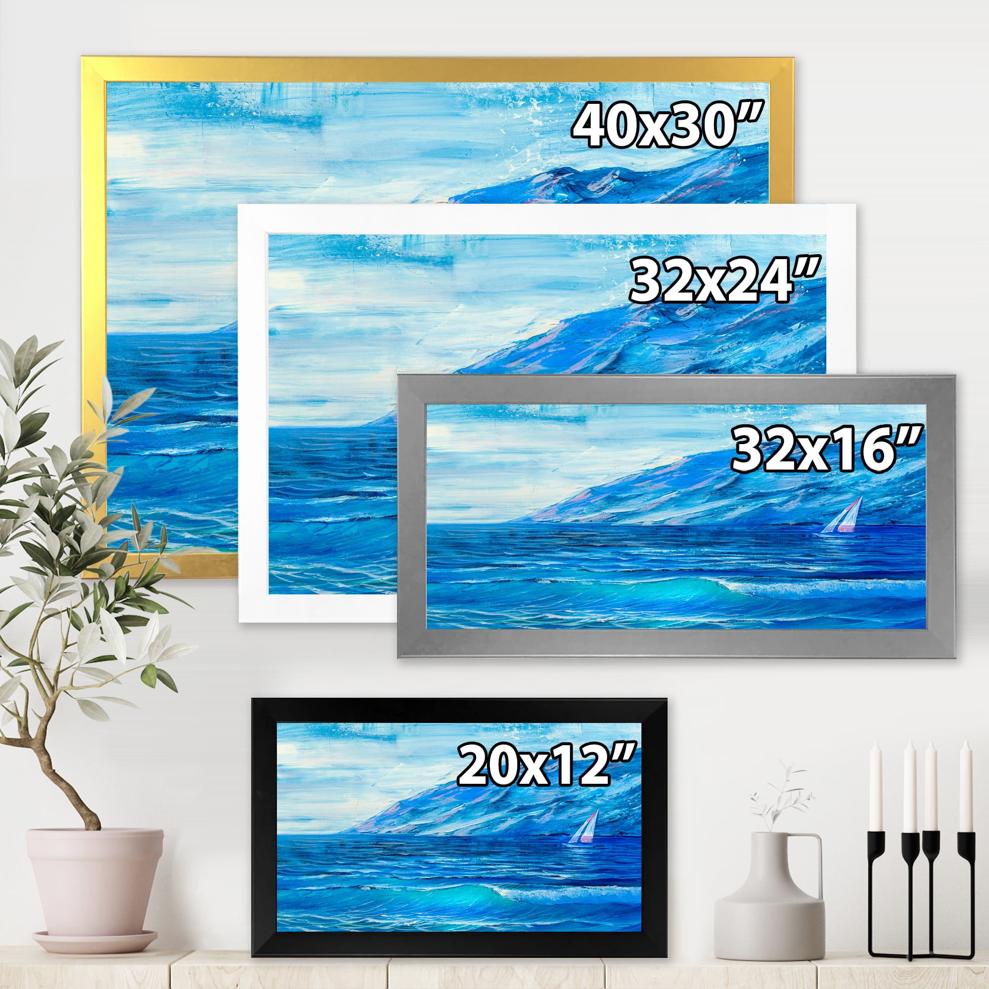 Designart 'Sunrise Glow On The Sea Waves II' Nautical & Coastal Framed Art Print