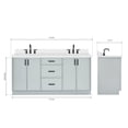 thumbnail image 3 of Ariel Kelly 73 Inch Double Rectangle Sink Bathroom Vanity With Pure White Quartz Countertop 1.5 Inch Edge In Grey, 3 of 12