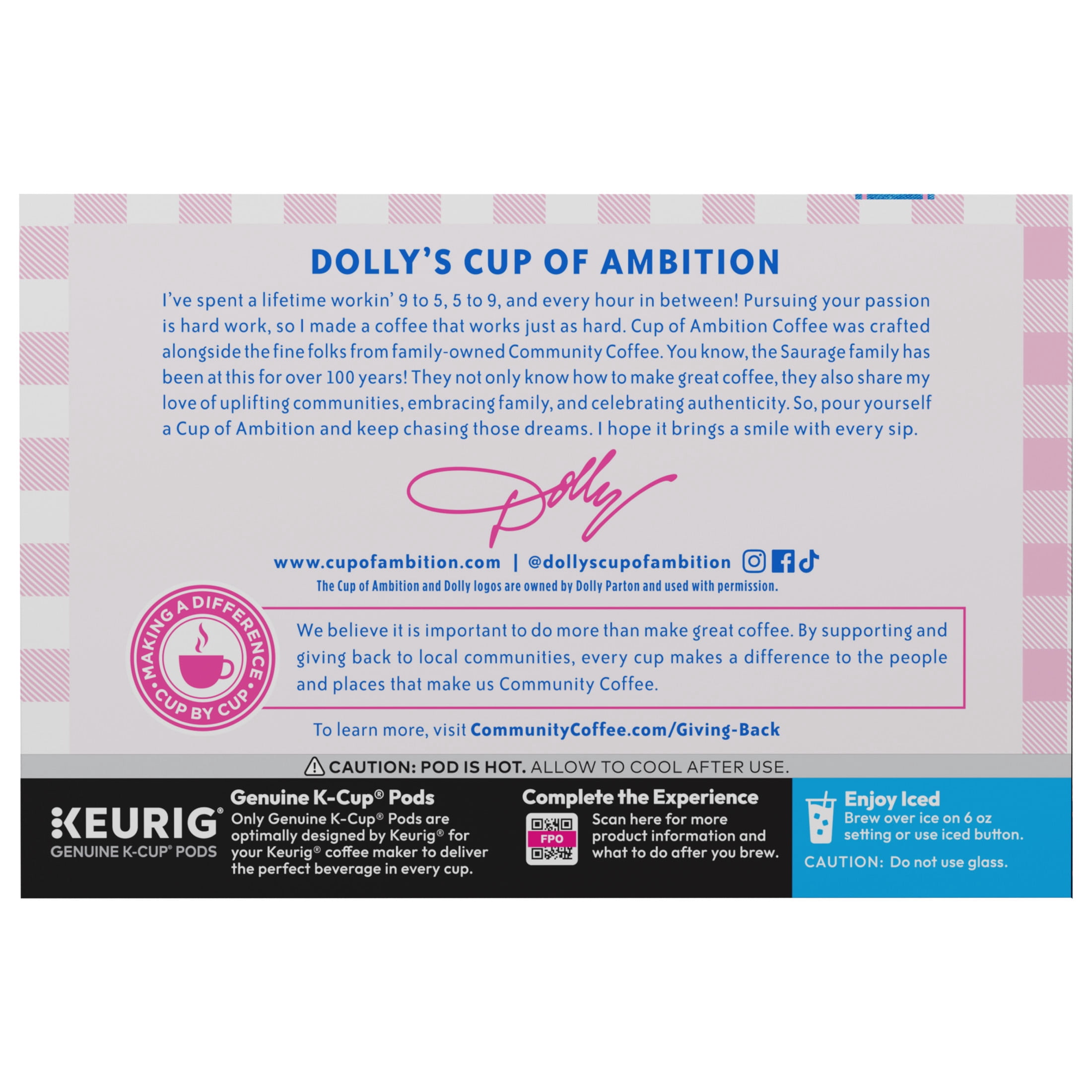 Dolly Parton’s Cup of Ambition™ with Community Coffee® Light Roast Coffee Single-Serve Cups 10 Count Box