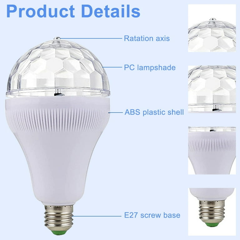 Vermeyen E27 Disco Light Bulb Rotating LED Party Bulb Strobe Light for  Parties- 6W RGB Multi