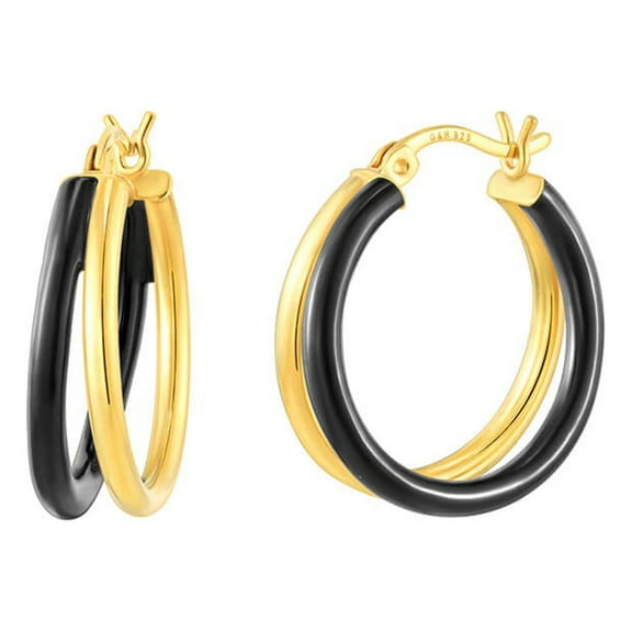 Enamel Double Hoop Earrings
