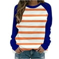 thumbnail image 4 of Erwazi Women's Stripe Sweatshirt Crewneck Long Sleeve Pullover Casual Tops Comfy Trendy Outfits, 4 of 5