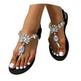 thumbnail image 3 of Huesdet Woman's Sandal Flip Flop with Rhinestone in Recyclable Rubber Sole, Thong(Black,7), 3 of 7