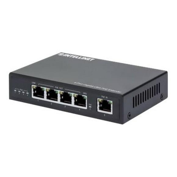 Intellinet 4-Port Gigabit Ultra PoE Extender, Adds up to 100 m (328 ft.) to PoE Range, 90 W PoE Power Budget, Four PSE Ports with up to 30 W Output, IEEE 802.3bt/at/af Compliant, Metal Housing 4 Ports - Extenseur Réseau/alimentation - 1 Gbe - 10Base-T, 100Base-TX, 1000Base-T - - jusqu'à 328 Pieds