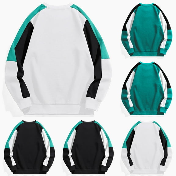 Afuyipoi Oversized Hoodie Men,Color Block Long Sleeve Crew Neck Casual Hooded Sweatshirt White 3XL