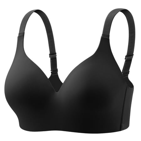 Womens Unlined Wireless Bralette Seamless Bras for Women No Underwire  Wireless Bras Smoothing Soft V Neck Full Cover Comfort Bra with Adjustable Strap Everyday Bras Black XXL