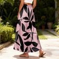thumbnail image 5 of LWavelet Women Leaf Print Tiered Maxi Skirt Elastic Waist With Pockets Boho Long Skirt Light pink S, 5 of 5