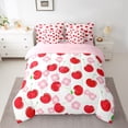 thumbnail image 3 of Manfei Cartoon Red Cherry 7 Pieces Bedding Comforter Set for Kids, Kawaii Cherry Blossoms Full Bedding Set, Cute Fruit Reversible Fitted Sheet Flat Sheet, Microfiber Bedroom Decor, 3 of 8
