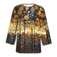 thumbnail image 7 of Levmjia Womens Tops Vintage Boho Floral Printed 3/4 Sleeve T Shirt Loose Casual Round Neck Blouse Pullover Polyester Comfortable All Season, 7 of 7