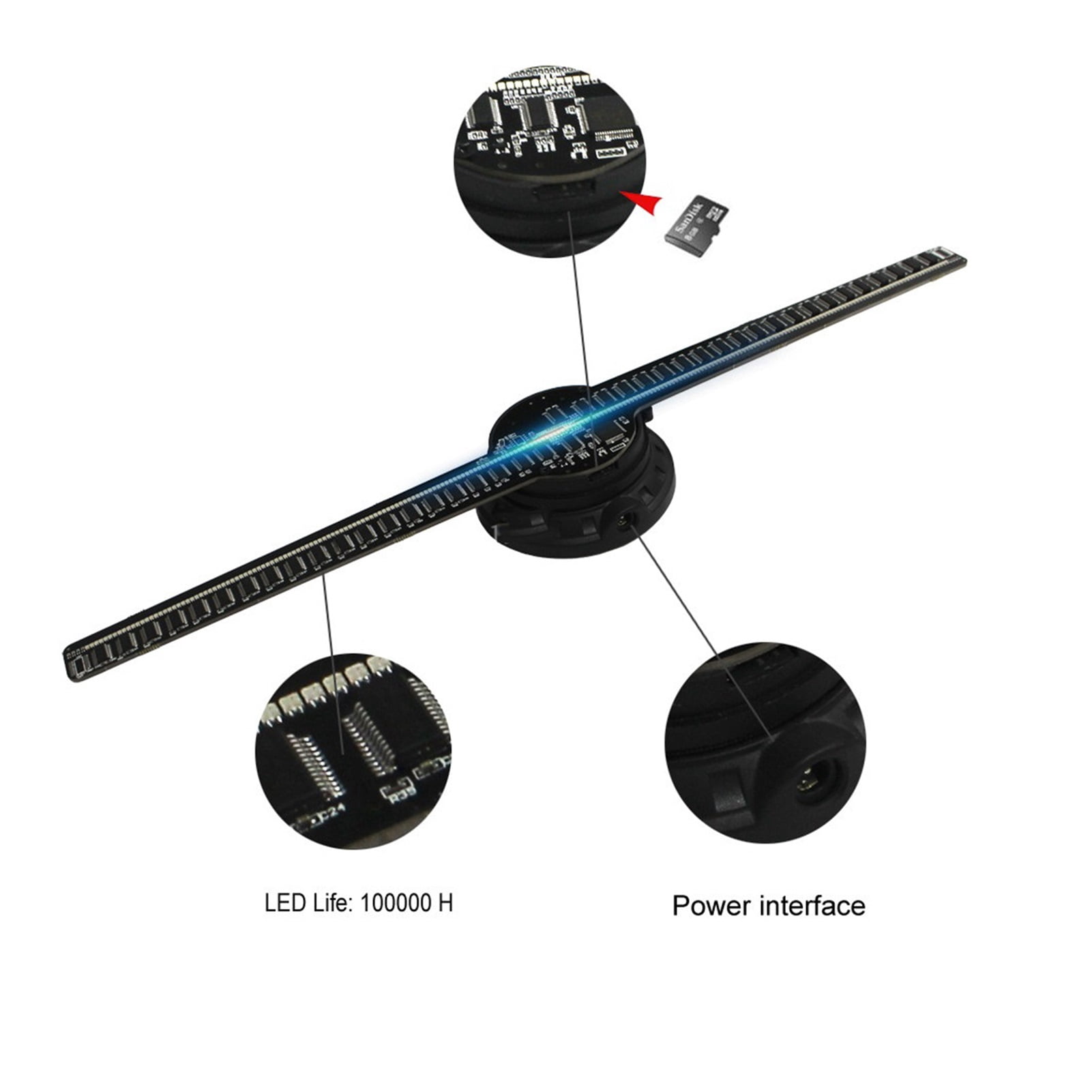 Phone Wifi 3D Hologram Projector Advertising Display LED Holographic Fan Naked Eye Fan Light 3d Advertising Logo Light ,Holographic Video Projector