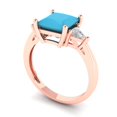 thumbnail image 2 of 2.32 ct Princess Cut Simulated Turquoise 3 Stone 14K Rose Gold Womens Engagement Ring, 2 of 5