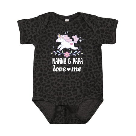 

Inktastic Nanny and Papa Love Me Unicorn Girls Baby Bodysuit