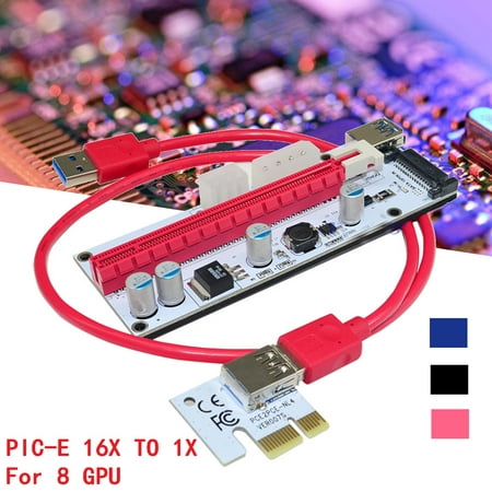 6 PCI-E 16x to 1x USB Extender Riser GPU Adapter Card Mining Power BTC ETH