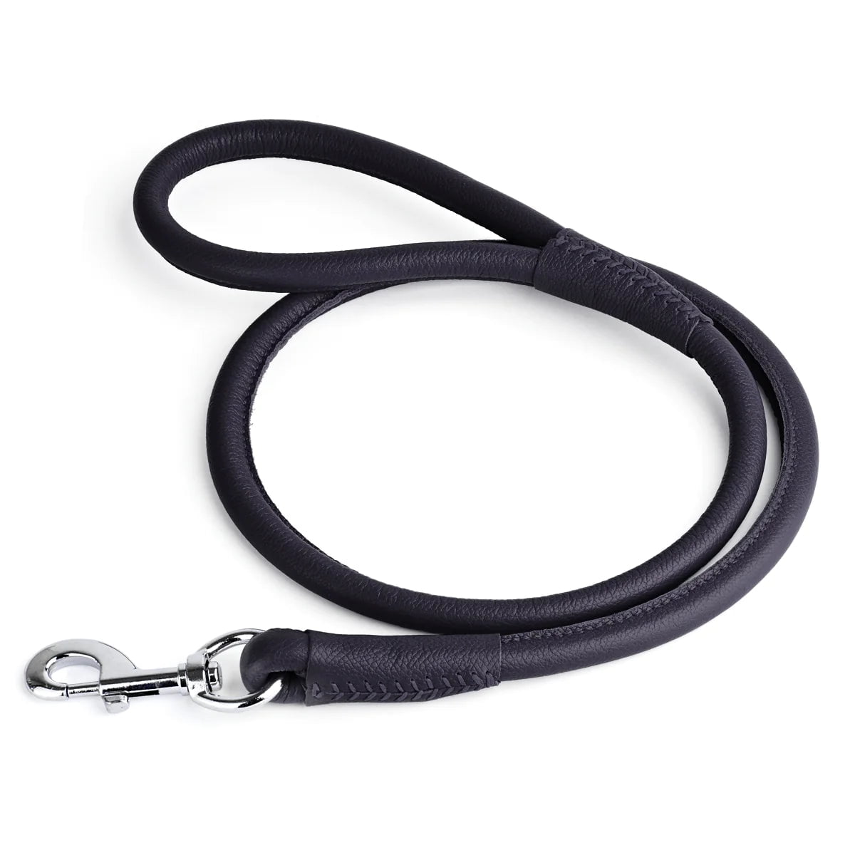 Dogline L2043-0 48 L x 0.5 W in. Round Leather Leash, Beige
