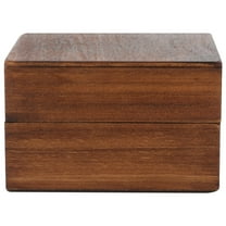 Hemoton Wooden Box with 28 Capital Letter Seals for Decorating Brown Color Great for DIY Crafts and Gifts