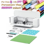 HTVRONT by LOKLiK DIY Cutting Machine 2 w/ 4 roll 5ft Holographic Permanent Adhesive Vinyl Bundle,White