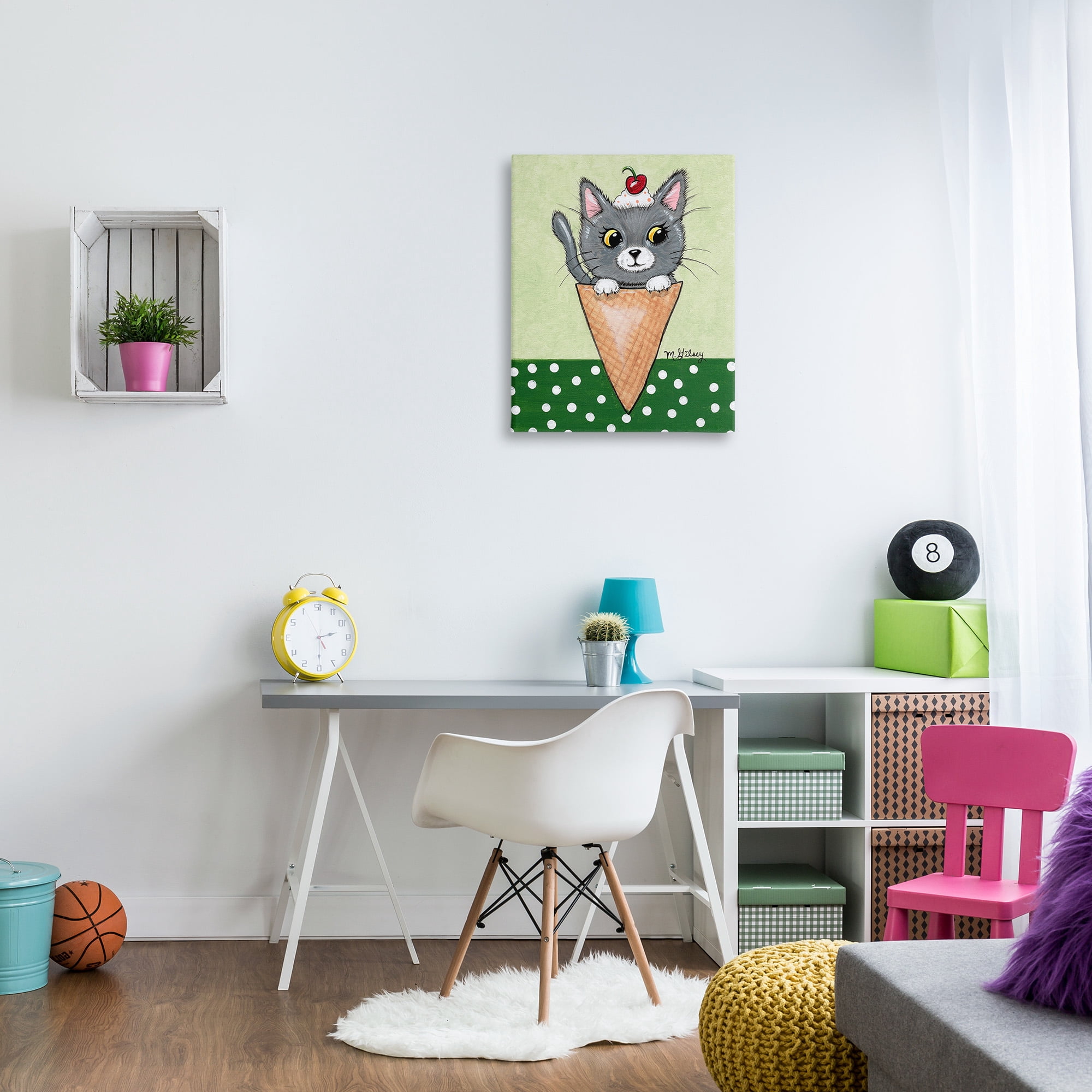 Stupell Industries Cat in Ice Cream Cone Animals & Insects Painting Gallery Wrapped Canvas Art Print Wall Art, 24 x 30
