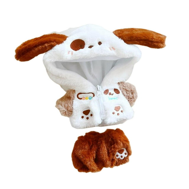 Vestido de Muñeca de 7,8 Pulgadas, Abrigo con Cremallera, Pantalones, Conjunto de Ropa de Cambio de Muñeca, Ropa de Felpa de Muñeca de Moda para Muñec Perro