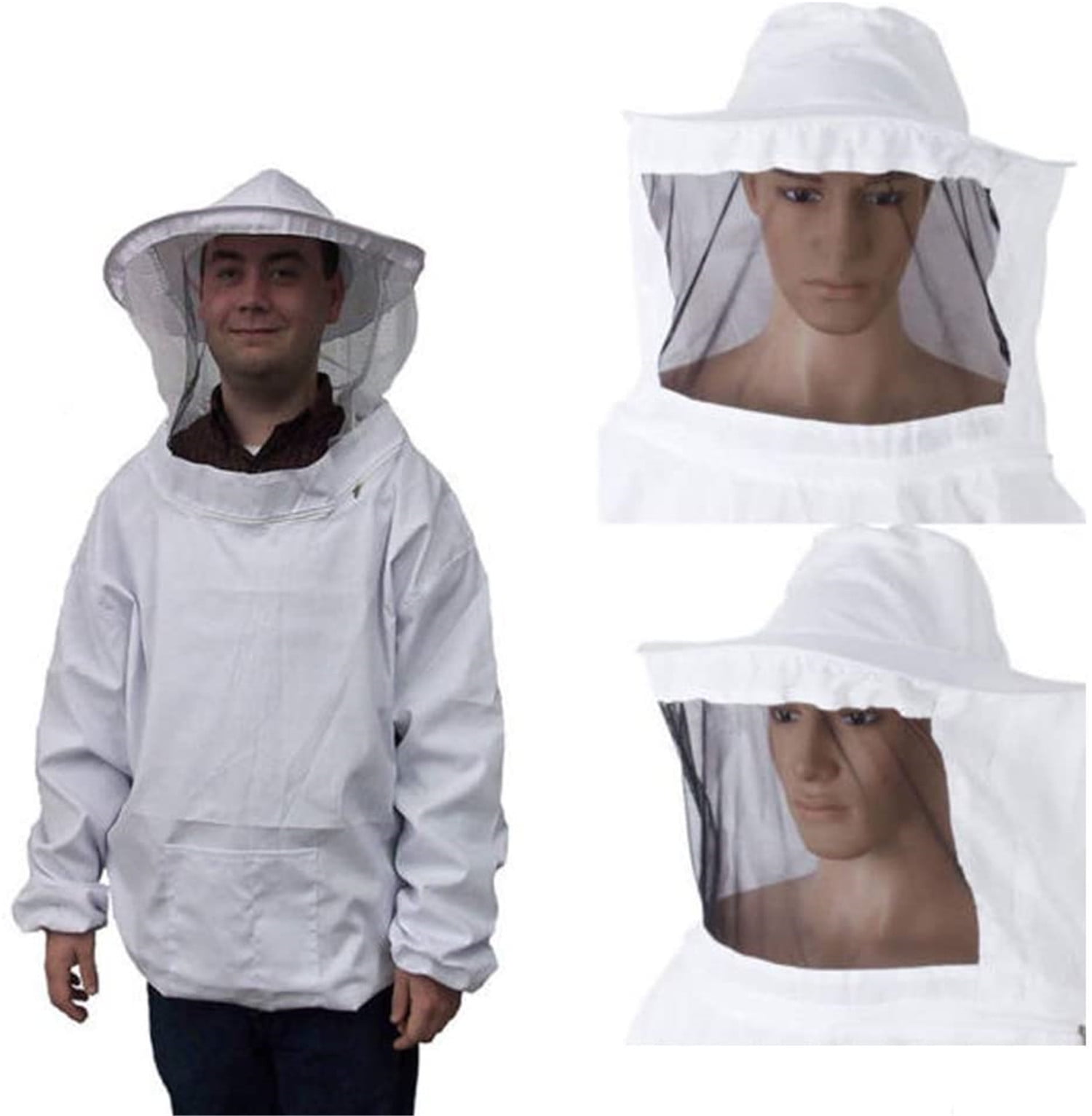 Beekeeping Jacket Veil Bee Keeping Suit Hat Pull Over Smock Protector US 
