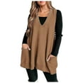 thumbnail image 2 of YMNXA Women'S Sweater Vest Sleeveless V Neck Solid Color Fashion Comfortable Knitwear Pullover Top For Casual Daily Wear Brown Xl, 2 of 5