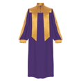 thumbnail image 3 of Men Church Robe Long Sleeve Stand-Collar Medieval Gowns Costume Unisex Metallic Gold Trim Church Choir Robes, 3 of 3