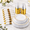 Gold-175 Piece (25 guests), variant on 700 Piece Glitter Plastic Dinnerware Set For 100 Guests