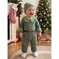 thumbnail image 5 of Cjfdfy Newborn Baby Boy Girl Christmas Outfits Christmas Elf Costume Long Sleeve Doll Collar Romper With Hat Infant 2Pcs Cute My Christmas Fall Winter Outfit 0-18M, 5 of 9