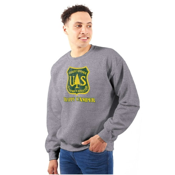 Happy Camper US Forest Service Sweatshirt for Men or Women Brisco Brands S