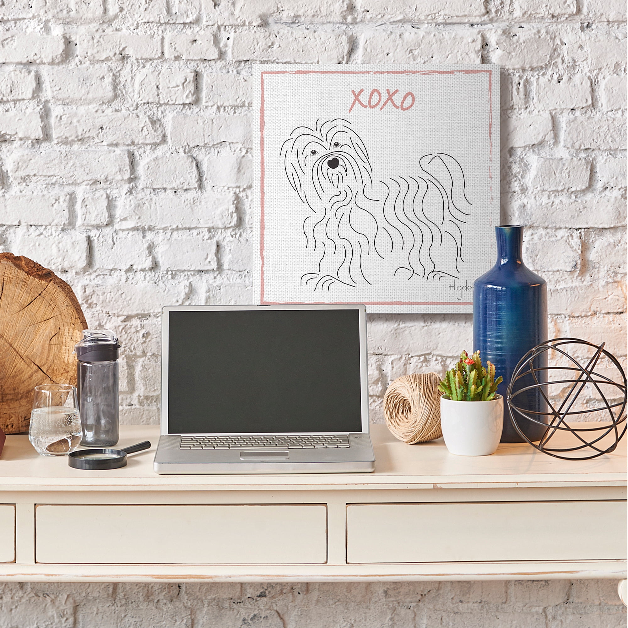 Stupell Industries Puppy Dog Minimal Linework Hugs Kisses Symbol Canvas Wall Art by Mark Higden
