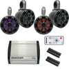 Kicker UTV Bundle: 40KXM4002 Amp & Four Charcoal Kicker KM LED 6.5s w/ Black KMTES Enclosures
