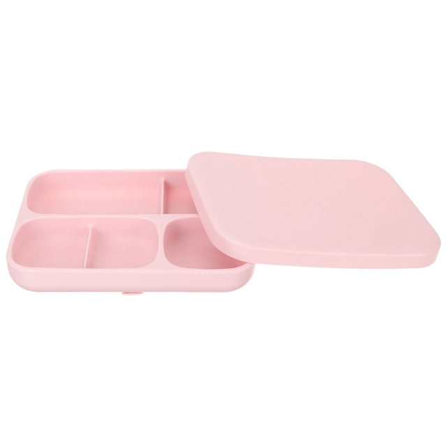 WASHWEPE Silicone Divided Plate With Lid Self Feeding Food Tray Suction Design For For Meals And Snacks