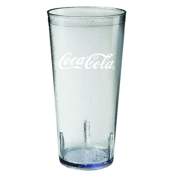 G.E.T. Heavy-Duty Coca-Cola Shatterproof Stackable Plastic Tumbler Cups, BPA Free, 24 Ounce, Clear (Set of 4)