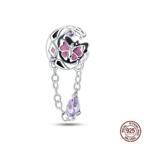 100% 925 Sterling Silver Spring Flowers & Butterfly Charm Bead - Zircon Accents - Fits Popular Original Bracelets - DIY Jewelry