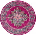 thumbnail image 1 of homeroots home decor 385263 5’ Round Fuchsia and Blue Distressed Area Rug, 1 of 1