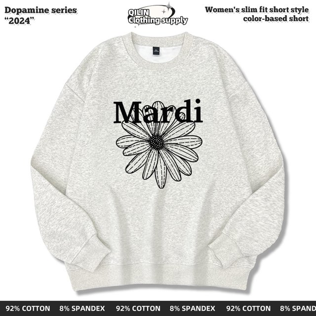 Sudadera Mardi Coreana para hombre y mujer, sudadera con estampado de margaritas pequeñas, sudadera de algodón suelta con cuello redondo del mismo estilo dorado y plateado