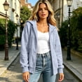 thumbnail image 5 of Resicozy Women Oversized Full Zip Hoodie Long Sleeve Sweatshirts Drawstring Pocket Loose Fall Zip Up Hooded Jacket Light Gray S, 5 of 8
