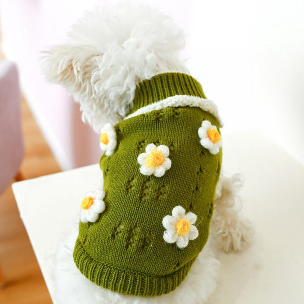 Small Dog Sweater Warm Pet Sweater Cute Knitted Flowers Blossoming Dog Sweaters For Small Dogs Girls Boys, Cat Sweater Dog Sweatshirt Clothes Coat Apparel For Small Dog Puppy Kitten Cat