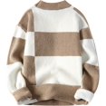 thumbnail image 2 of Men's Fashion Knitted Sweaters Winter Warm Casual Color Block Long Sleeve Crewneck Pullover Tops Loose Fit Sweater, 2 of 3