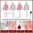 thumbnail image 3 of Rejoda-Ensemble de 4 Arbres de Noël Pré-Éclairés, 33.86 Pouces Arbre de Noël Extérieur avec Rubans Scintillants, Boules Rouges et Cloches, Décor de Noël Alimenté par Énergie Solaire et Type-C pour Jardin Maison Porche, 3 of 4
