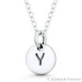 thumbnail image 3 of Initial Letter "Y" Engraved Tiny 11x8mm (0.4"x0.3") Circle Pendant & Chain Necklace in .925 Sterling Silver, 3 of 3