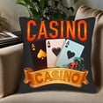 thumbnail image 5 of Set of 2 Casino-Themed Throw Pillow Covers 18x18in - Bold ' CASINO ' Design with Playing Cards Chips for Couch Bed Car, 5 of 8