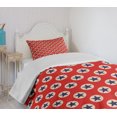 thumbnail image 4 of Ambesonne Prehistoric Country Quilted Bedspread Set 2 Pcs, Stars Dots, Twin Size, Scarlet Navy Blue Cream, 4 of 6