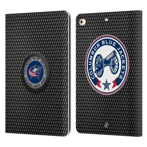 Head Case Designs Officially Licensed NHL Columbus Blue Jackets Puck Texture Leather Book Wallet Case Cover Compatible with Apple iPad 9.7 2017 / iPad 9.7 2018