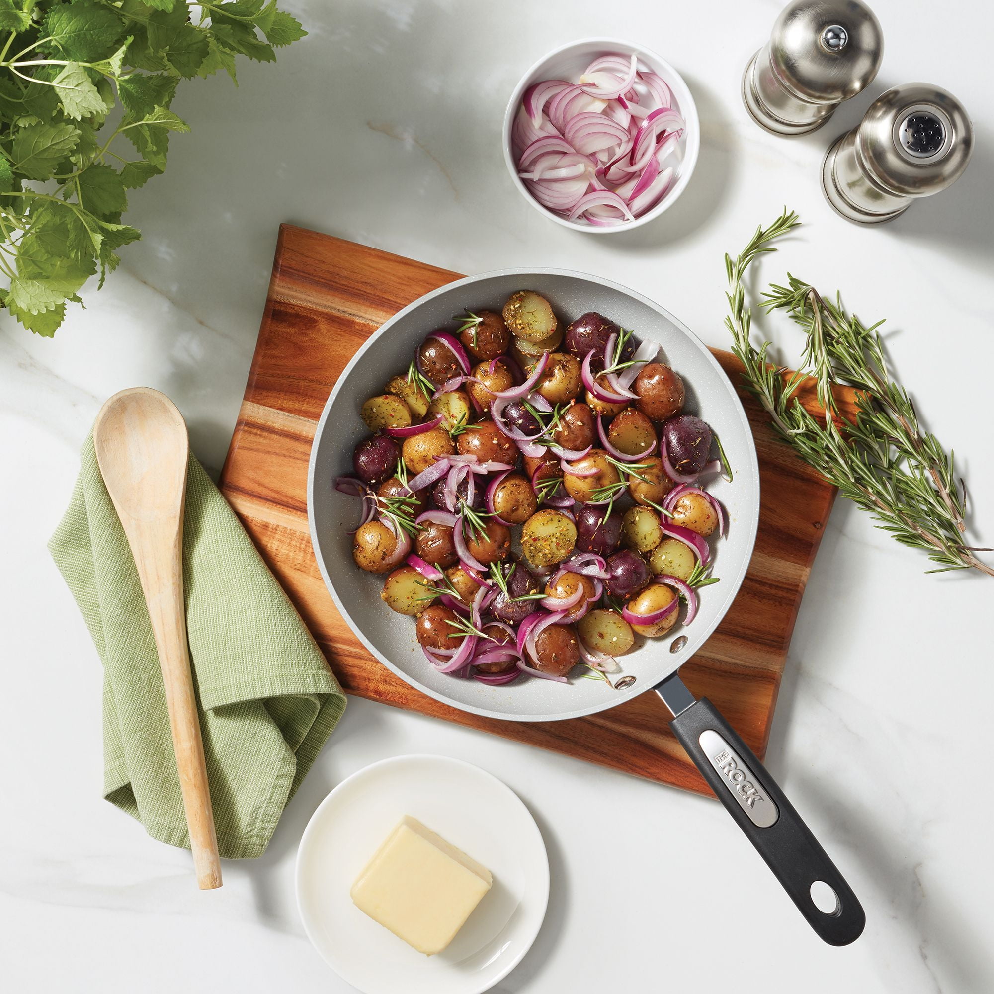 Starfrit The Rock Terra Non-Stick Frypan 12" (30cm) Diameter, Ceramic PFOA Free Coating, Thick aluminum base, No PFAS, PTFE or PFOA